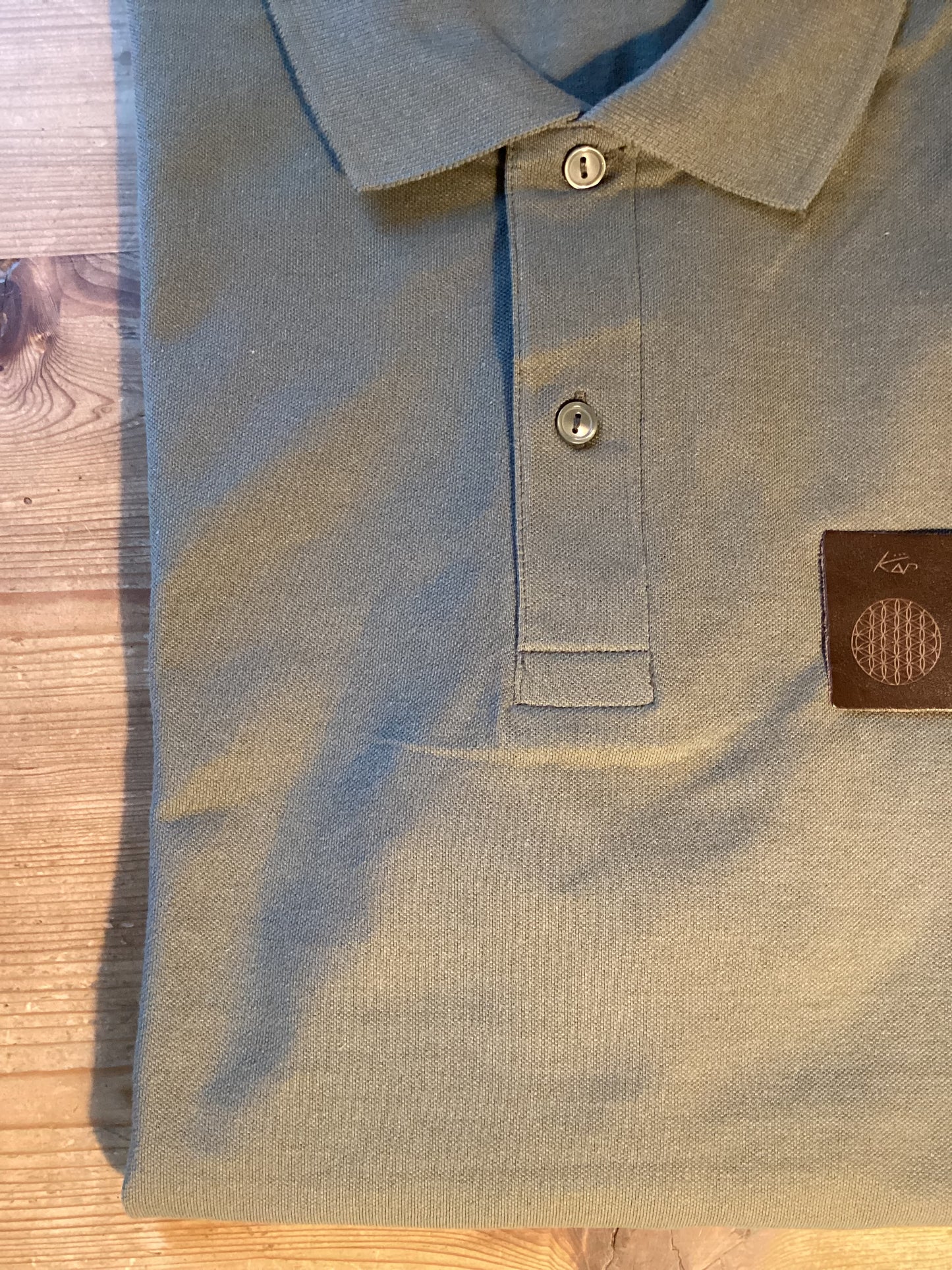 Premium Cotton Polo Shirt Green with Leather Logo.